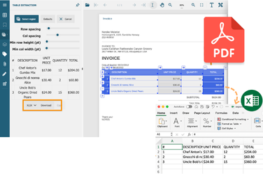 Extract PDF Tables to XSLX from within a JavaScript PDF Viewer